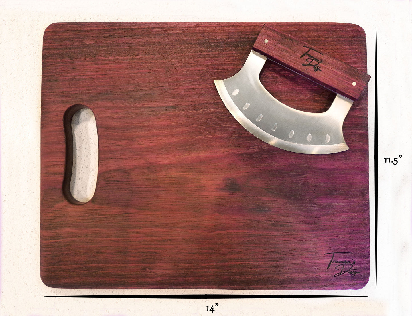 Purple Heart Cutting Board & Rocker Set